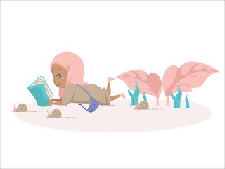Muslim girl reading a book