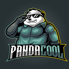 cool panda mascot logo illustration