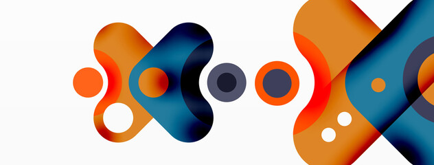 Creative geometric wallpaper. Minimal bubble arrow and circle abstract background. Techno business template for wallpaper, banner, background or landing