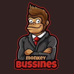 monkey business mascot logo vector