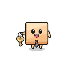 cute pizza box as a real estate agent mascot