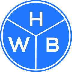 HWB letter logo design on White background. HWB creative Circle letter logo concept. HWB letter design.
 