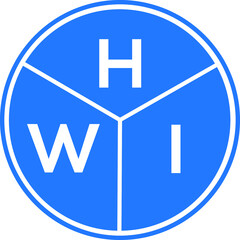 HWI letter logo design on White background. HWI creative Circle letter logo concept. HWI letter design. 
