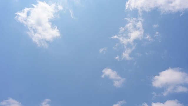 Timelapse of beautiful blue sky and white cloud with 4k resolution. The environment in the natural world.