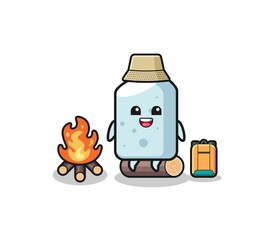 camping illustration of the chalk cartoon