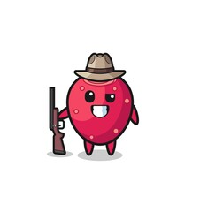 prickly pear hunter mascot holding a gun
