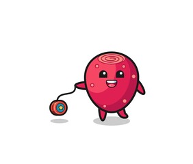 cartoon of cute prickly pear playing a yoyo