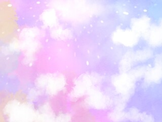 水彩　背景壁紙　虹色の空　光の粒