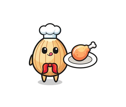 almond fried chicken chef cartoon character