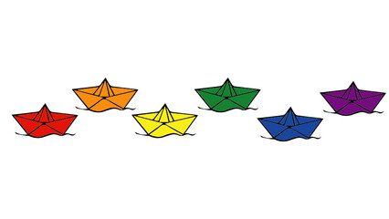 Paper boats with LGBT colors