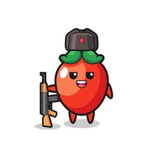 cute chili pepper cartoon as Russian army