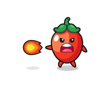 cute chili pepper mascot is shooting fire power © heriyusuf