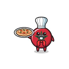morocco flag character as Italian chef mascot