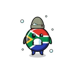 cute cartoon south africa flag with shivering expression