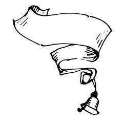 Vintage Ribbon Banner hand drawn illustration in vintage engraved style. Retro isolated on white background. Design elements for greeting cards, banners, invitations.