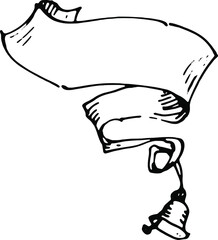 Vintage Ribbon Banner hand drawn illustration in vintage engraved style. Retro isolated on white background. Design elements for greeting cards, banners, invitations.