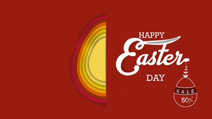 Happy Easter day Concept Sale Festivities. Easter egg seven colored texture different patterns.  Web banner, poster, advertising and vector pattern design illustration backdrop for orange color.