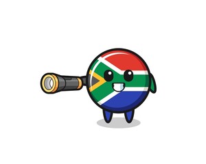 south africa flag mascot holding flashlight