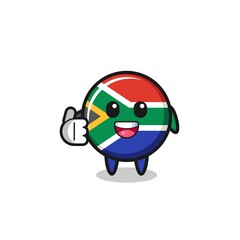 Obraz na płótnie Canvas south africa flag mascot doing thumbs up gesture