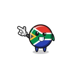 Obraz na płótnie Canvas south africa flag mascot pointing top left