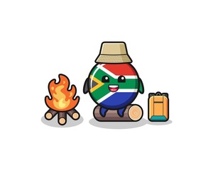 camping illustration of the south africa flag cartoon