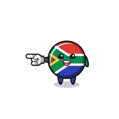 south africa flag cartoon with pointing left gesture