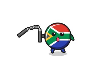 cartoon of south africa flag using nunchaku