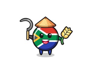 south africa flag Asian farmer holding paddy