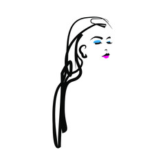 Free hand drawing sketch of a beautiful woman's face. Vector illustration