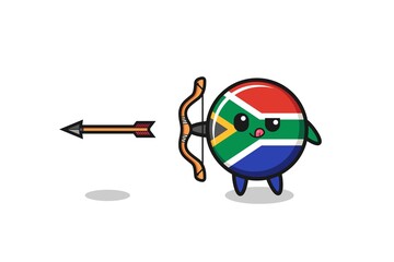illustration of south africa flag character doing archery
