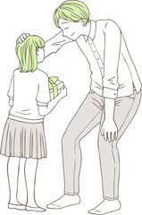 父の日にお父さんへプレゼントを渡す女の子