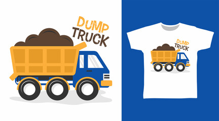 Dump truck cartoon tshirt concept design © Clushy