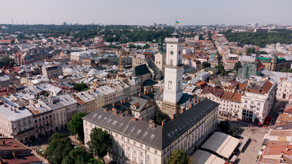 Fototapeta premium Top view over the city. Beautiful view of the city