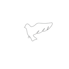 Bird dove line drawing vector illustration