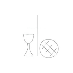 Sign of holy communion bread and wine vector illustration