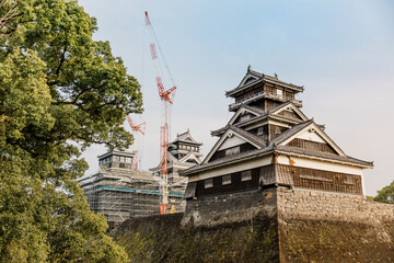 14 Jan 2020 - Kumamoto City, Kyushu, Japan : Reconstruction of the damaged Kumamoto Castle. Damaged by a magnitude 6.2 earthquake on 14 april 2016