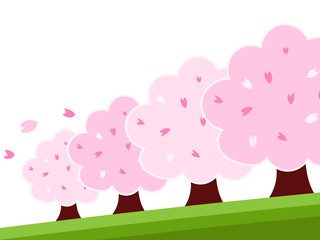 シンプルな桜並木の背景イラスト素材