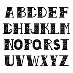 Vector cartoon alphabet on a white background. Isolated letters, vector illustration