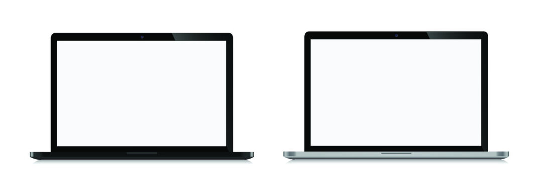 Device screen mockup. Realistic Open Laptop in two color with Blank Screen for you design. EPS10 Vector illustration	
