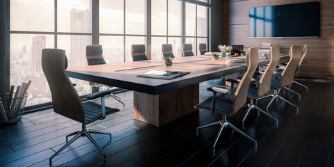 Meeting Area Interior in Design - panoramic 3D Visualization