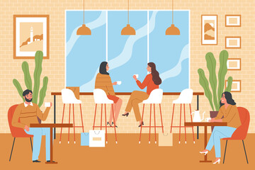 Fototapeta premium Flat Coffee Shop Interior
