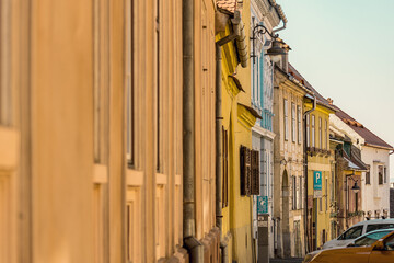 Old town of Sibiu. Traditional colorful old houses in Sibiu historical town, Romania