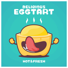 egg tart cartoon. food vector illustration