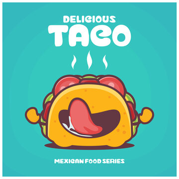Taco cartoon. mexican food vector illustration