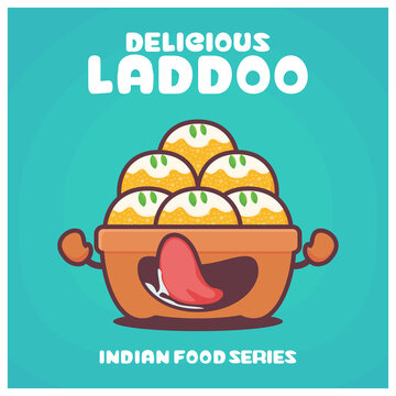 Laddoo cartoon. vector illustration of traditional indian food Stock Vector  | Adobe Stock