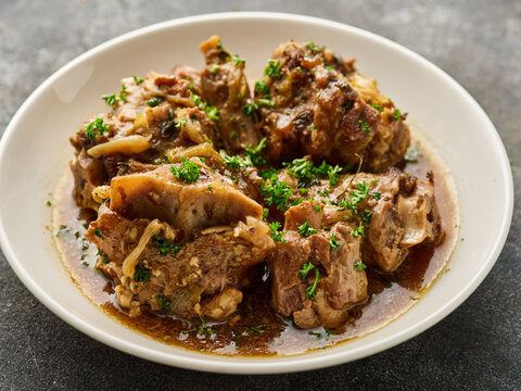 Oxtail. Traditional dish of Brazilian cuisine. Braised sweet soy sauce oxtail
