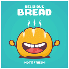 bread cartoon. food vector illustration