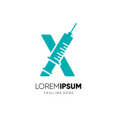 Letter X Injection Logo Design Vector Icon Graphic Emblem Illustration 