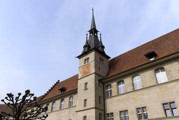 The Old Academy at the old town of Lausanne is the first school for protestant theology in French language (building dated 1587). Photo taken March 18th, 2022, Lausanne, Switzerland.