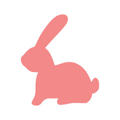 Rabbit silhouette in cartoon flat style. Cute Easter bunny isolated on white background